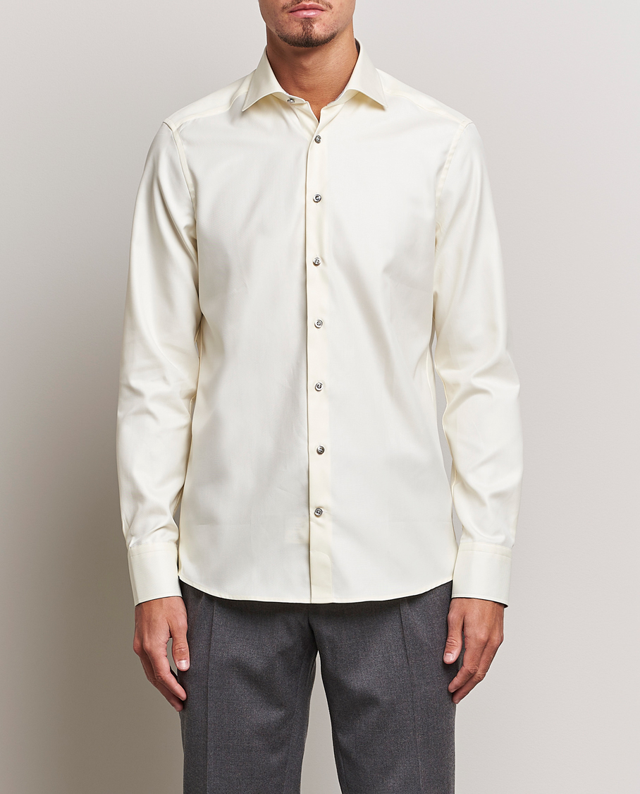 Uomini | Camicie | Stenströms | Slimline Two Fold Contrast Cut Away Shirt Yellow