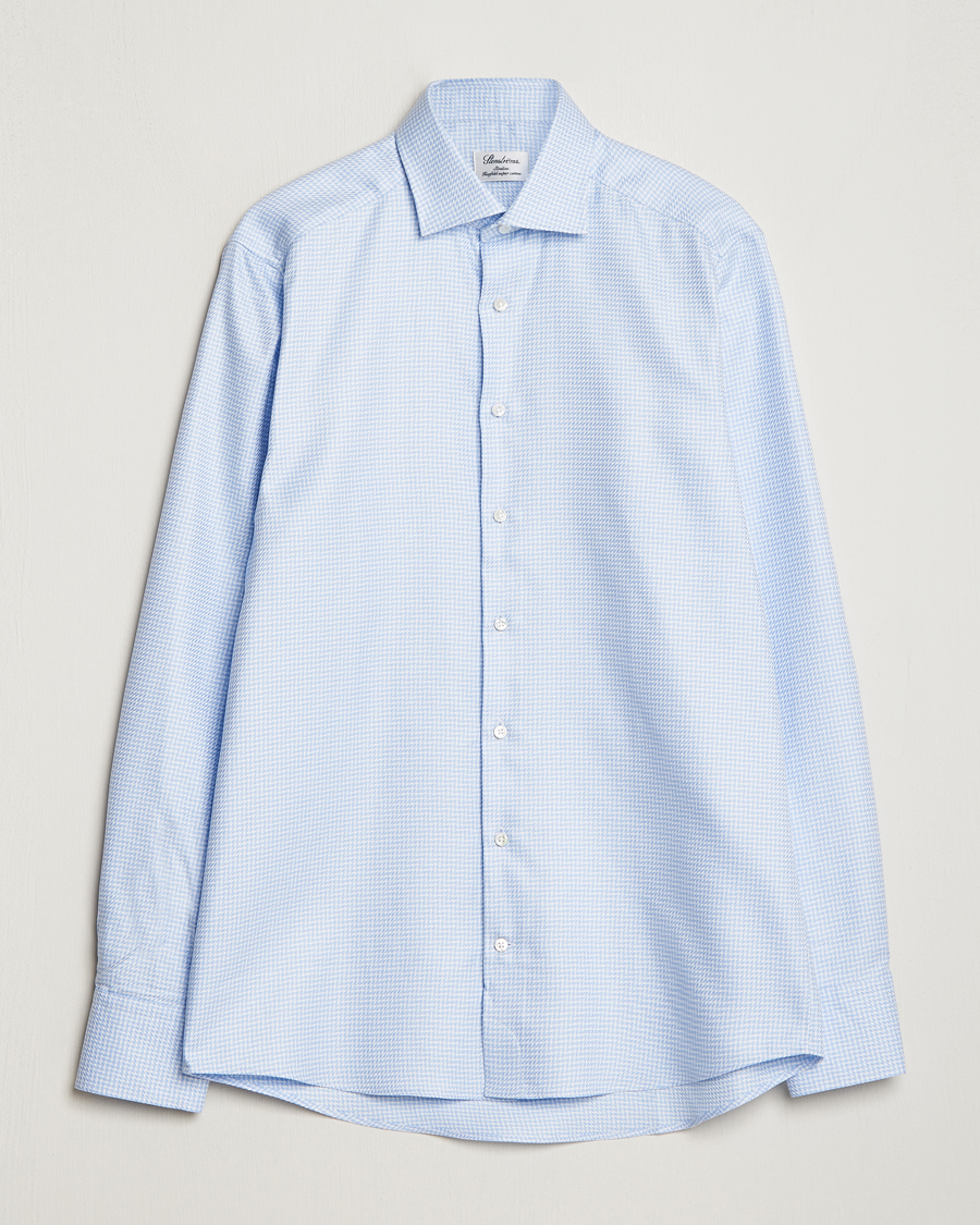 Uomini | Camicie | Stenströms | Slimline Micro Structure Cut Away Shirt Light Blue