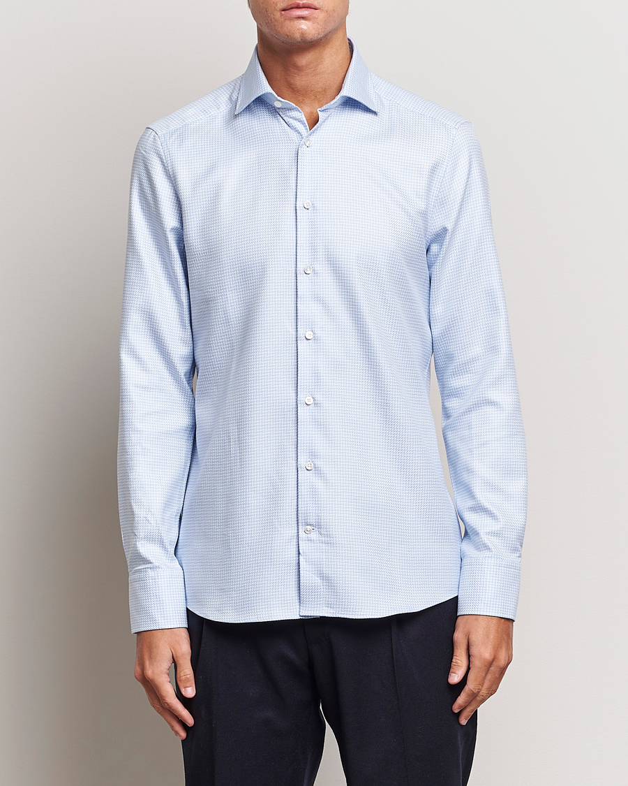 Uomini | Camicie | Stenströms | Slimline Micro Structure Cut Away Shirt Light Blue