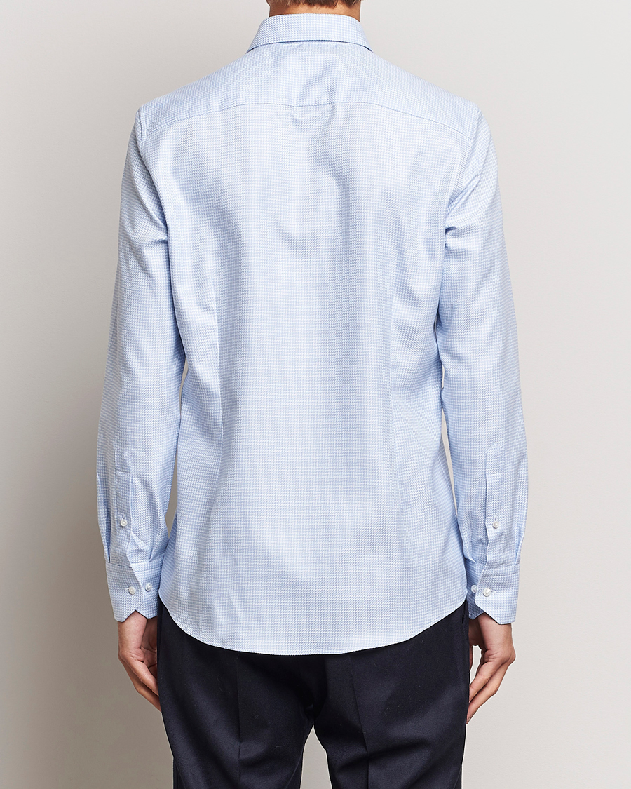 Uomini | Camicie | Stenströms | Slimline Micro Structure Cut Away Shirt Light Blue