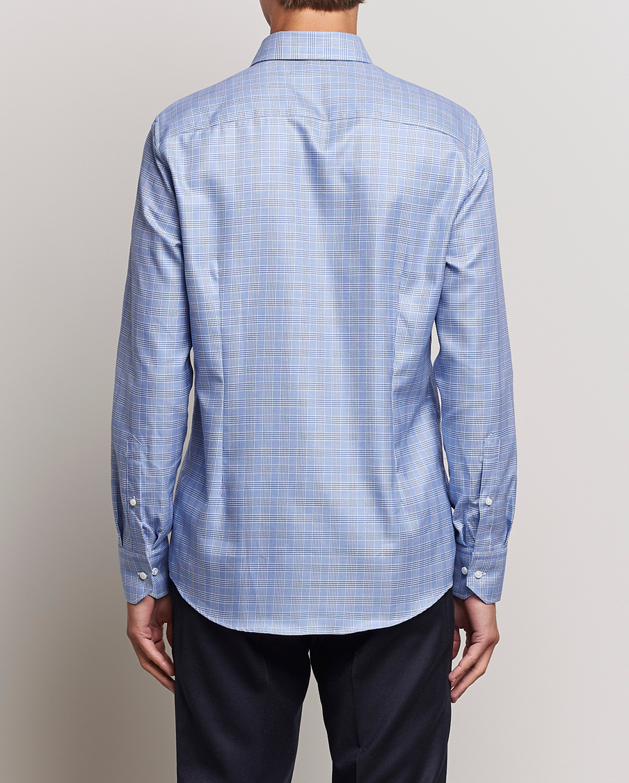 Uomini | Camicie | Stenströms | Slimline Checked Cut Away Shirt Blue