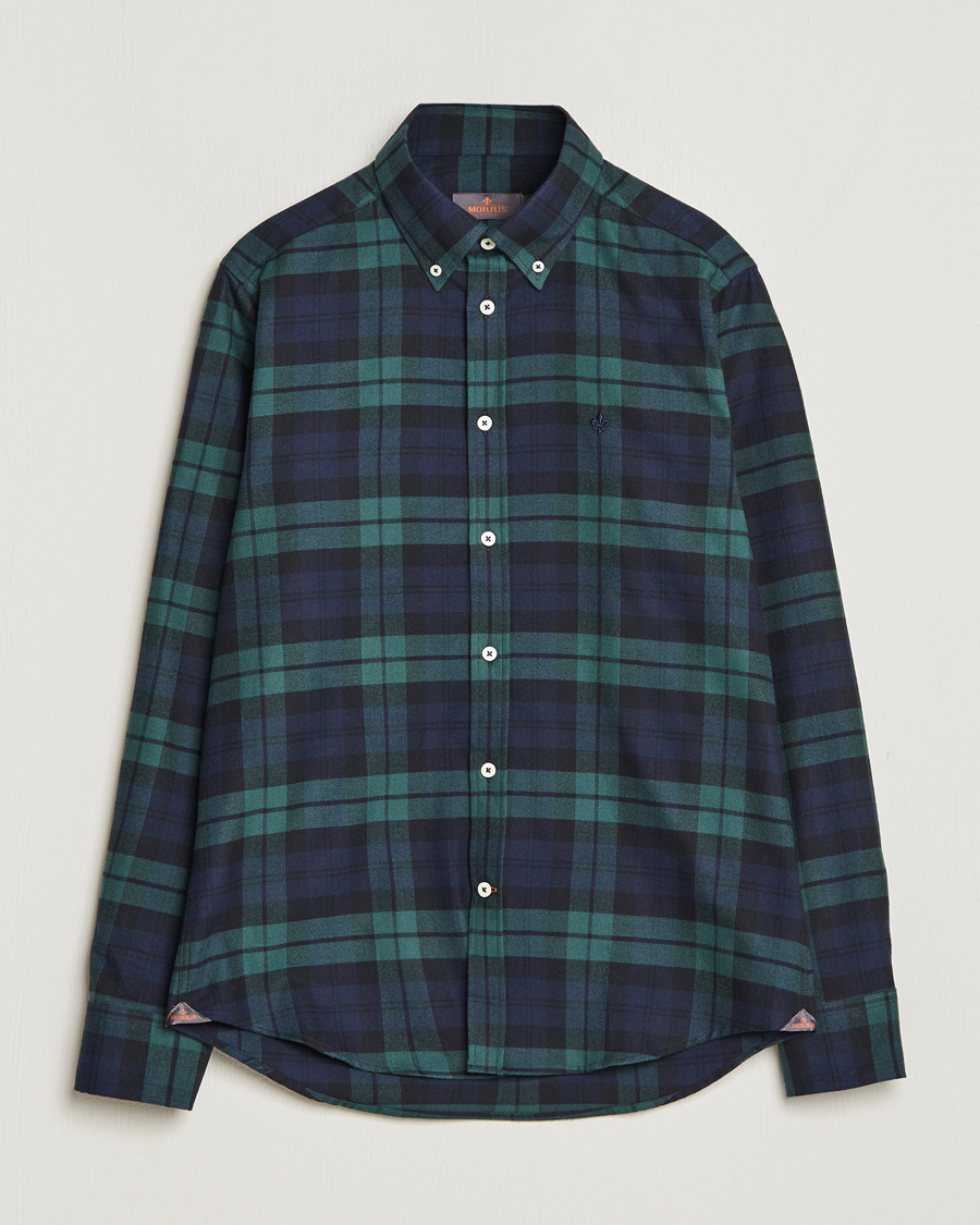 Uomini | Camicie | Morris | Brushed Tartan Shirt Navy