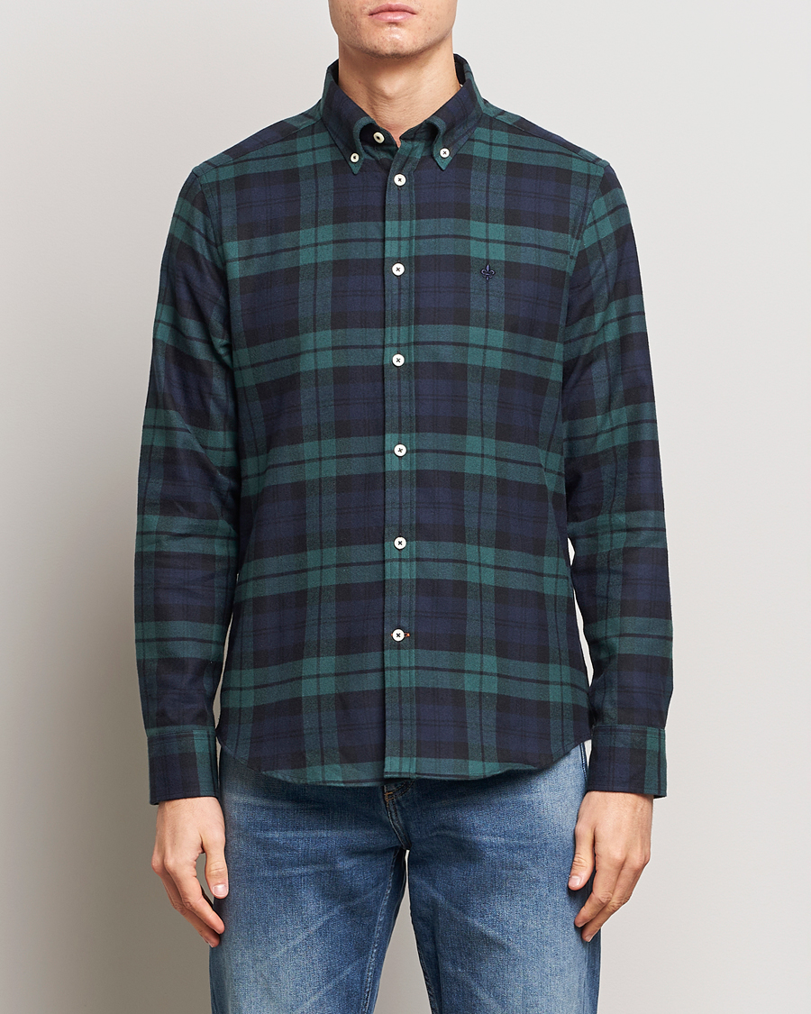 Uomini | Camicie | Morris | Brushed Tartan Shirt Navy