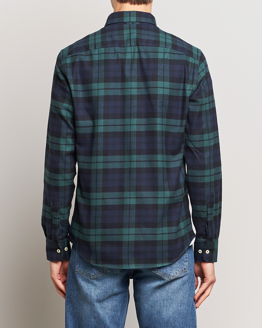 Uomini | Camicie | Morris | Brushed Tartan Shirt Navy