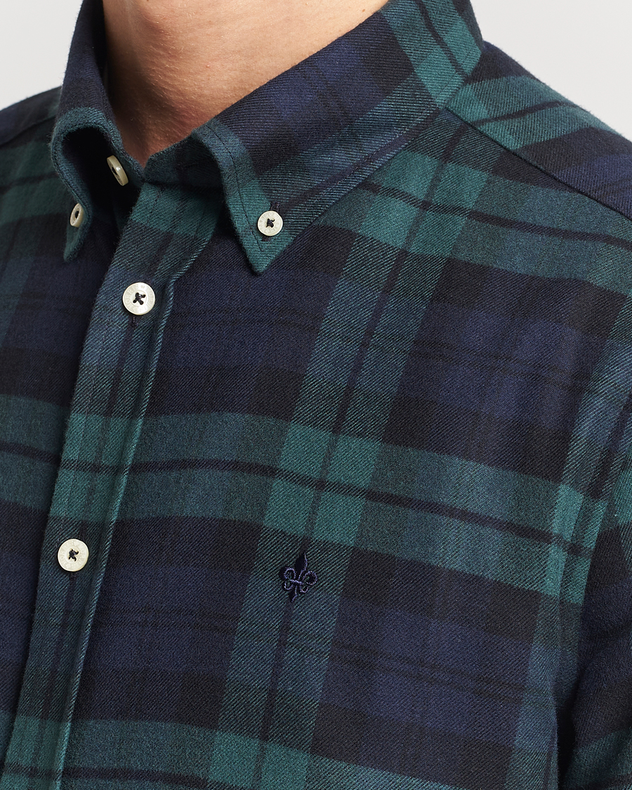 Uomini | Camicie | Morris | Brushed Tartan Shirt Navy