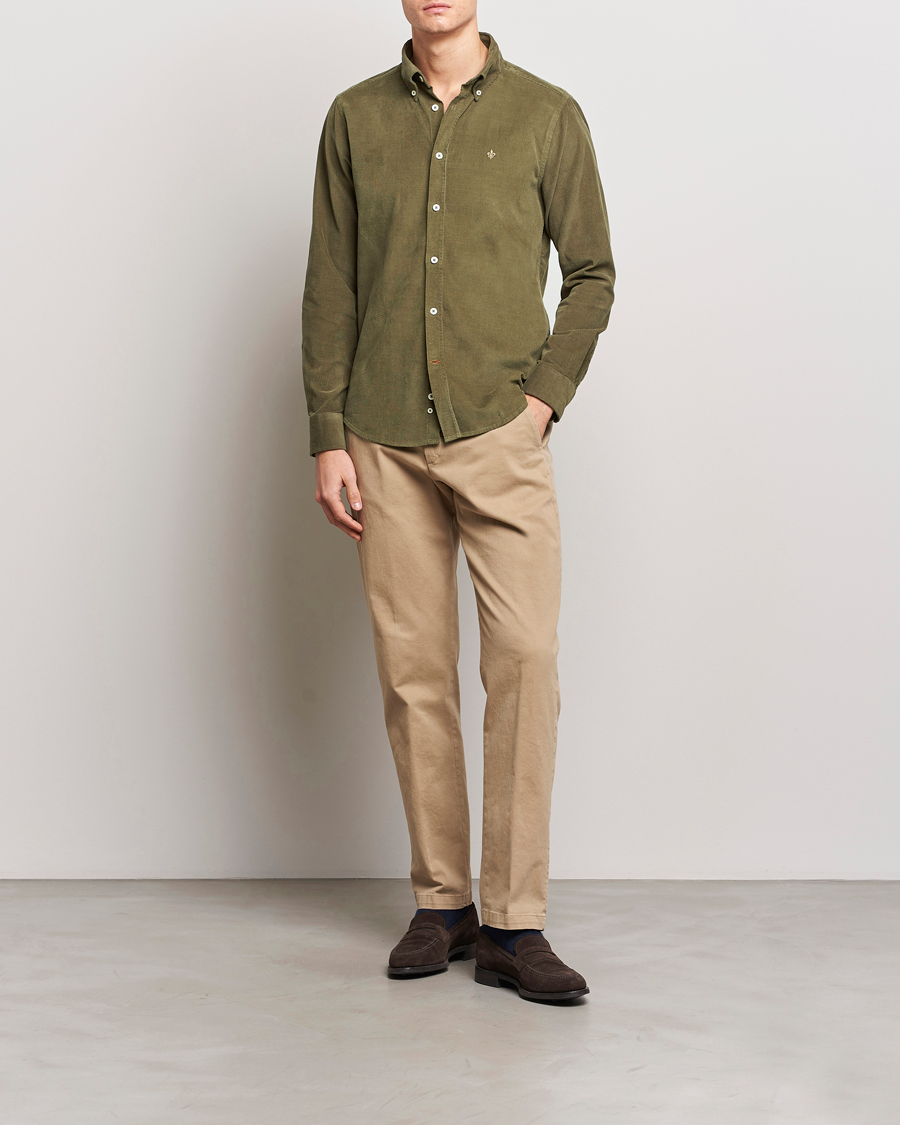 Uomini | Camicie | Morris | Douglas Corduroy Shirt Olive