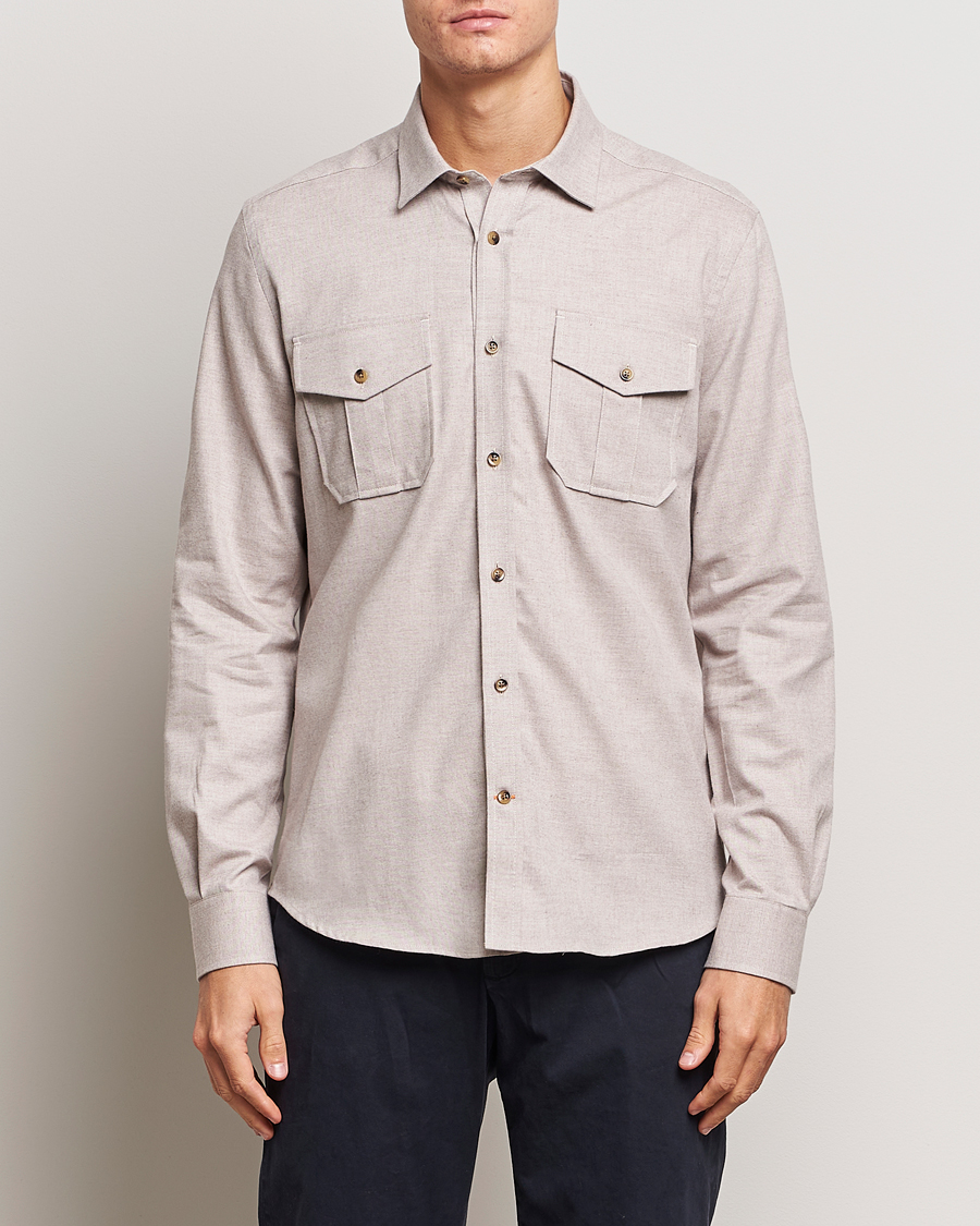 Uomini | Camicie | Morris | Weights Flanell Shirt Khaki