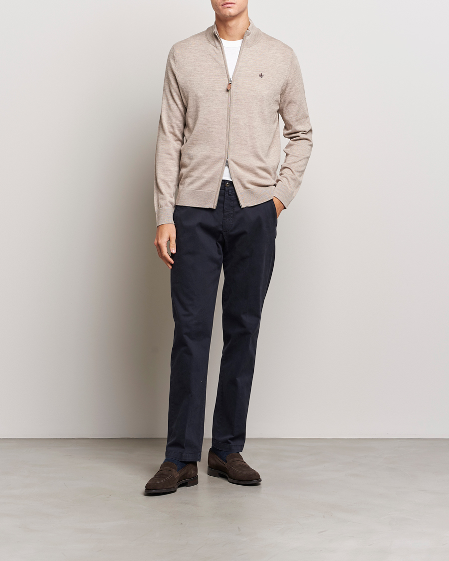 Uomini | Maglieria | Morris | Merino Zip Cardigan Khaki