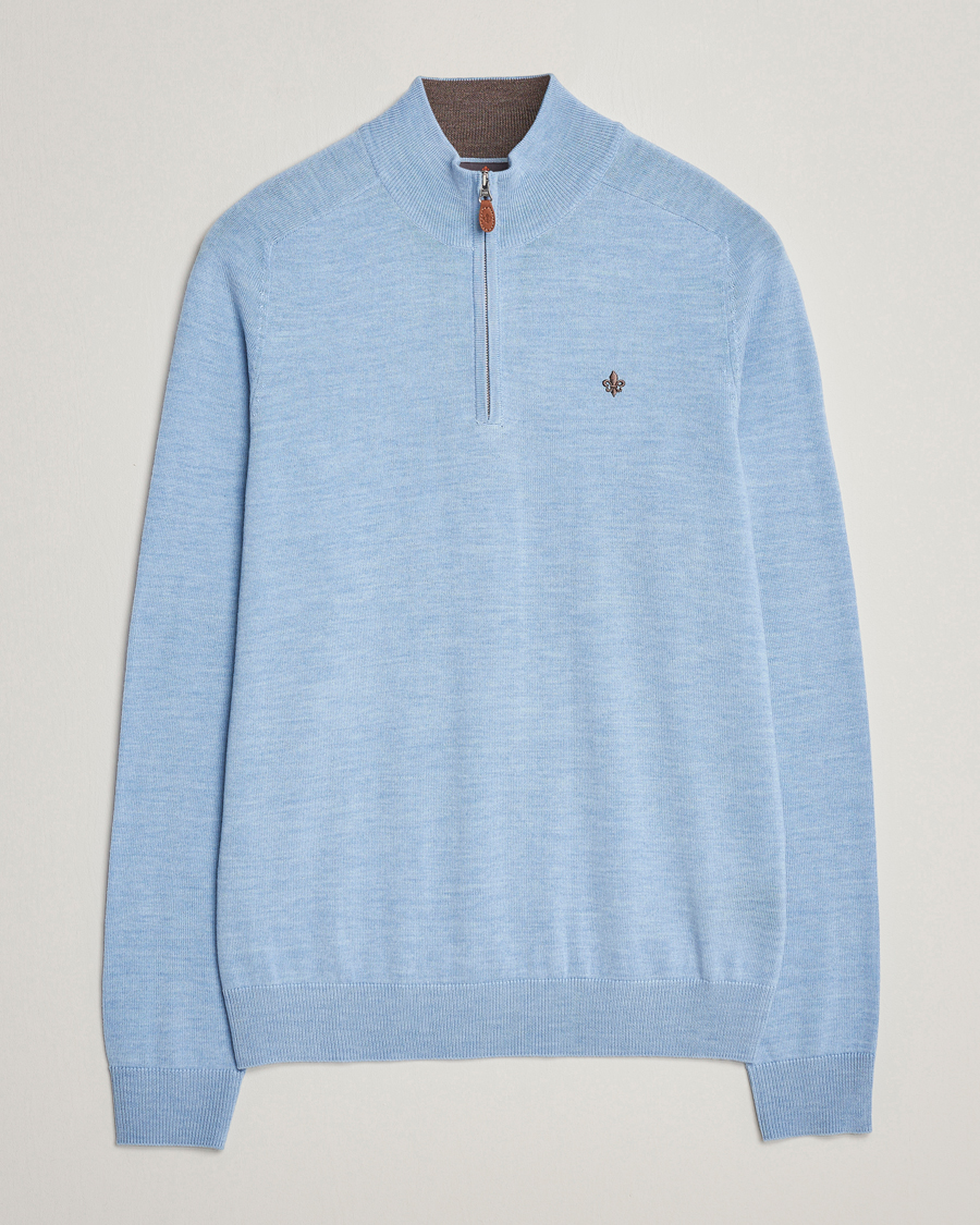 Uomini | Maglieria | Morris | John Merino Half Zip Light Blue