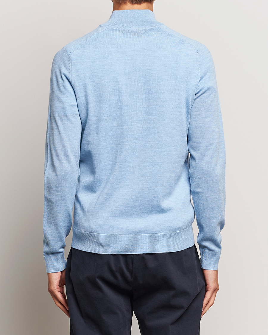 Uomini | Maglieria | Morris | John Merino Half Zip Light Blue