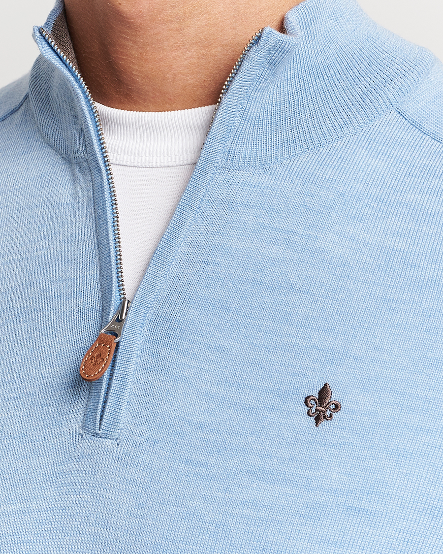 Uomini | Maglieria | Morris | John Merino Half Zip Light Blue