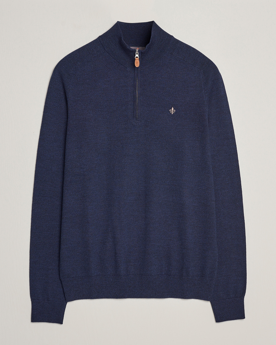 Uomini | Maglieria | Morris | John Merino Half Zip Blue
