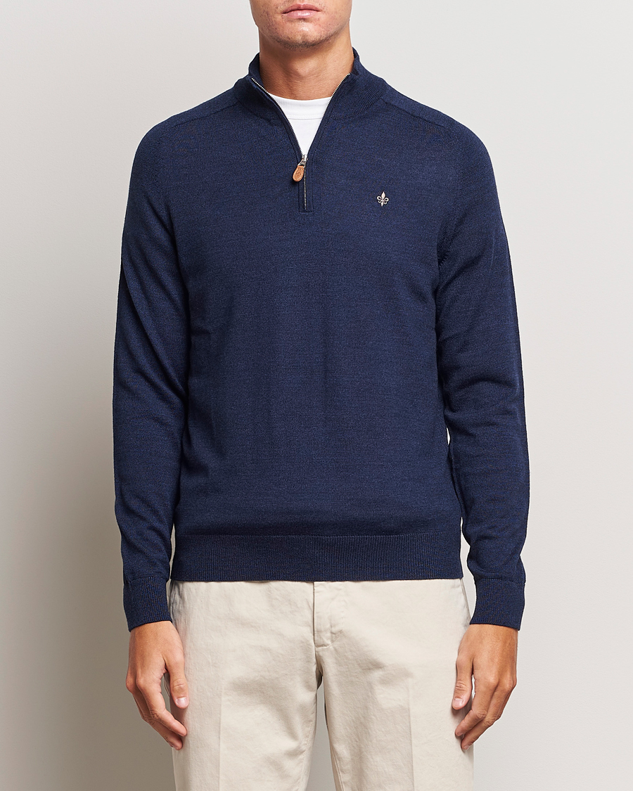 Uomini | Maglieria | Morris | John Merino Half Zip Blue