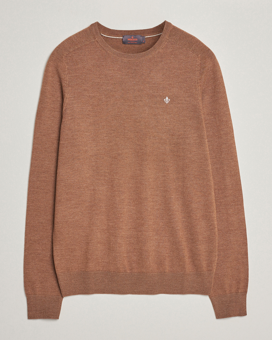 Uomini | Maglieria | Morris | Merino Crew Neck Pullover Camel