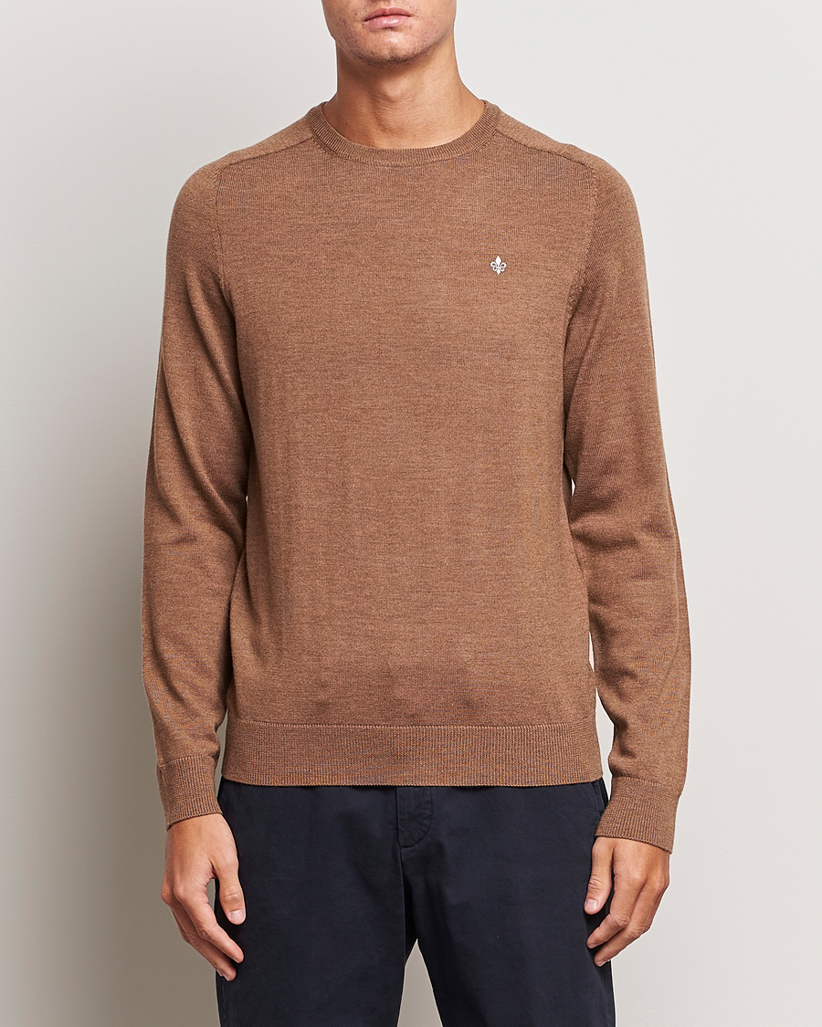 Uomini | Maglieria | Morris | Merino Crew Neck Pullover Camel