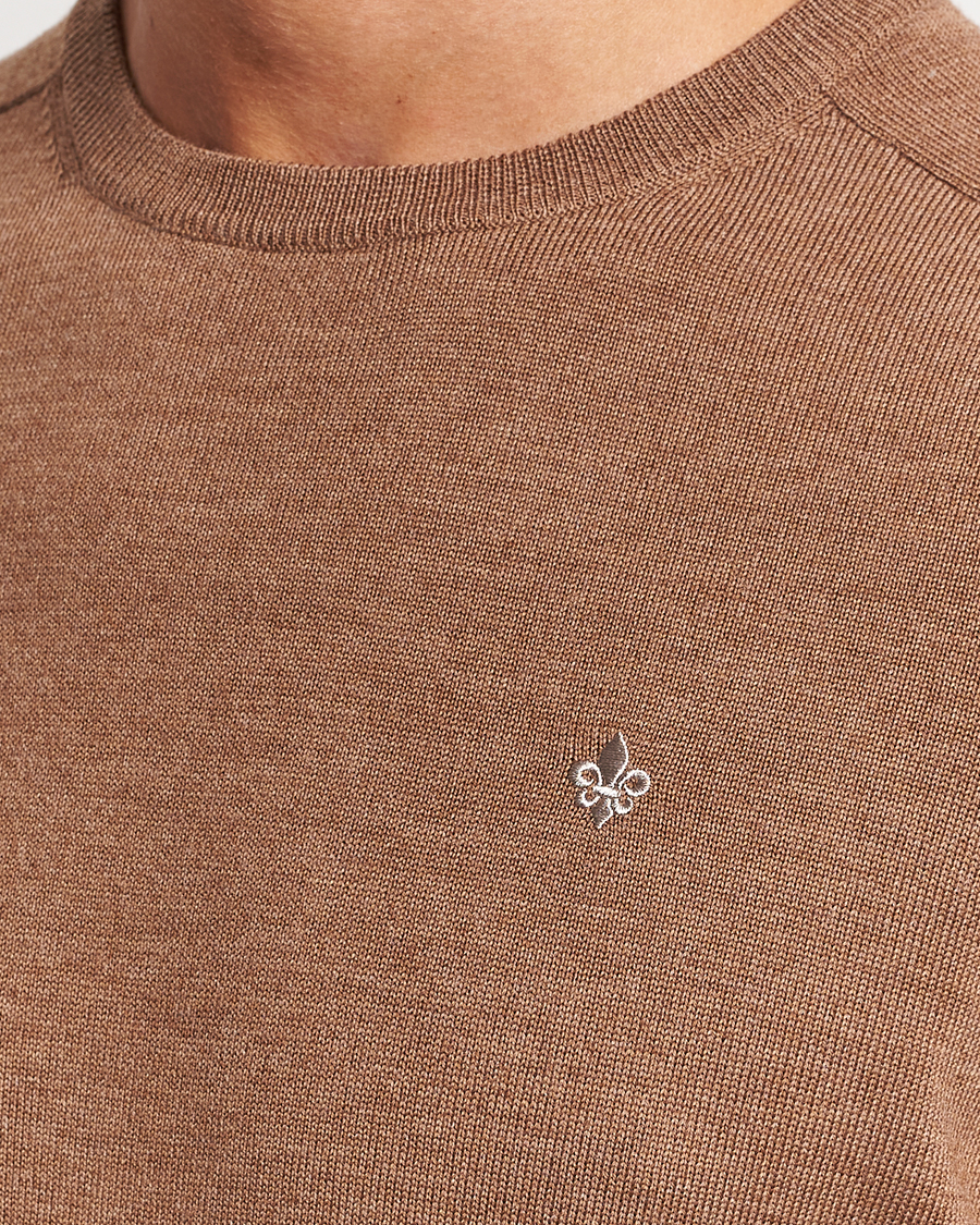 Uomini | Maglieria | Morris | Merino Crew Neck Pullover Camel