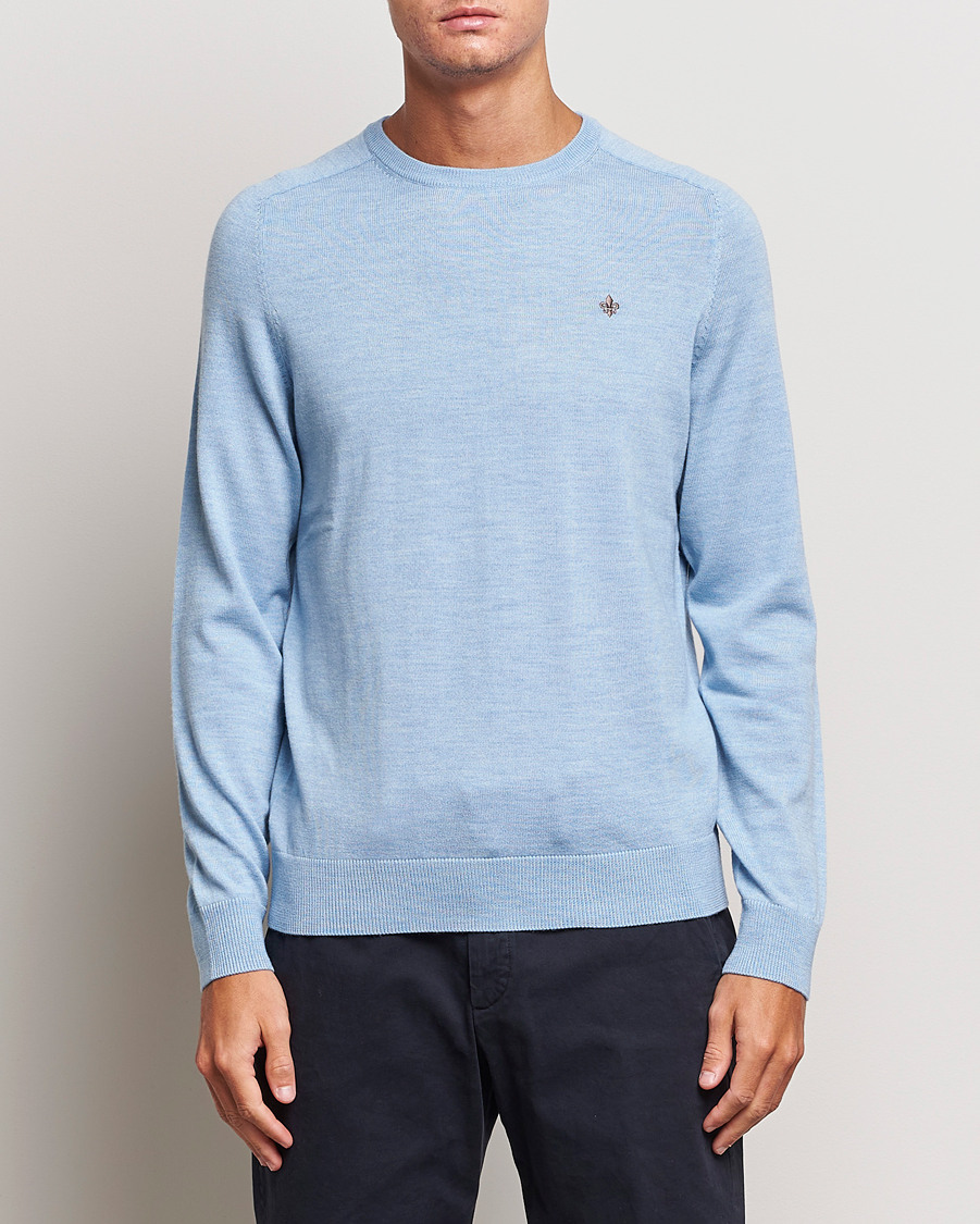 Uomini | Maglieria | Morris | Merino Crew Neck Pullover Light Blue
