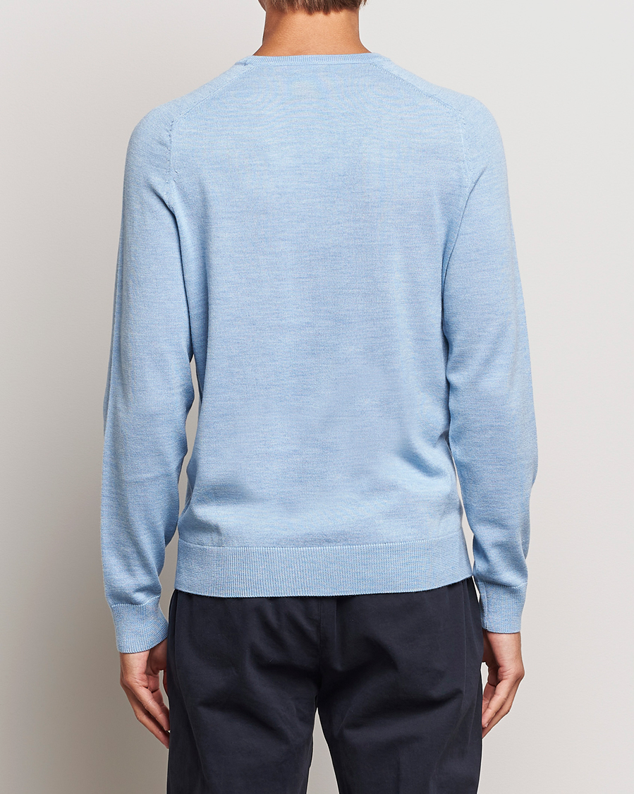 Uomini | Maglieria | Morris | Merino Crew Neck Pullover Light Blue