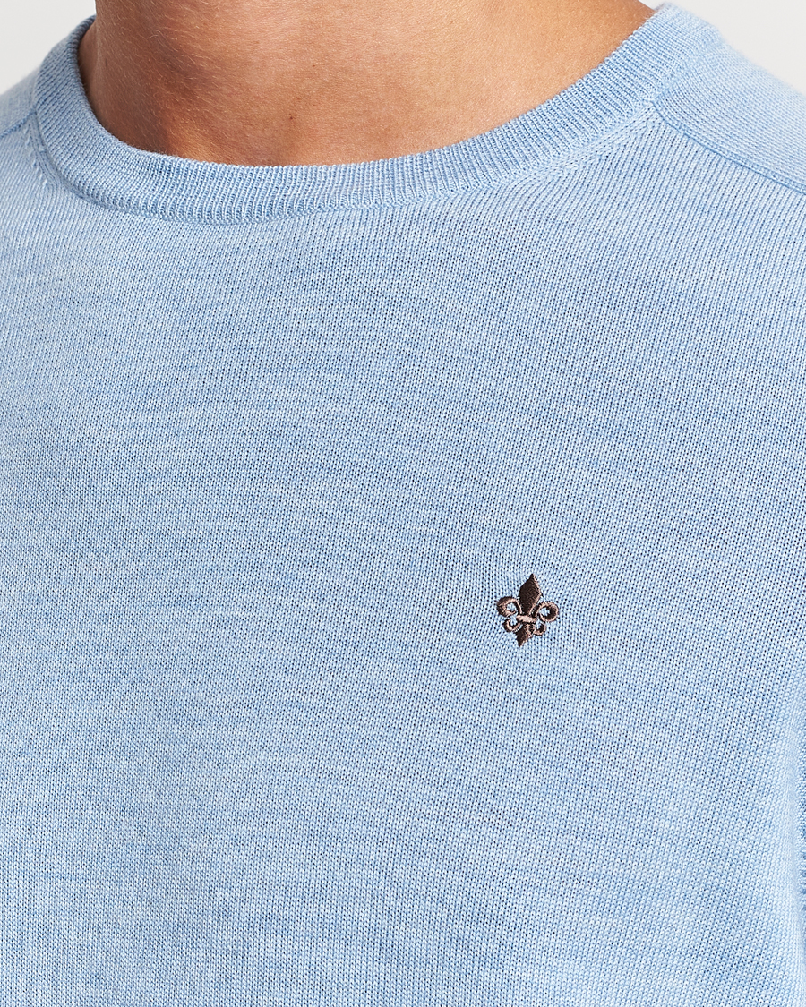 Uomini | Maglieria | Morris | Merino Crew Neck Pullover Light Blue