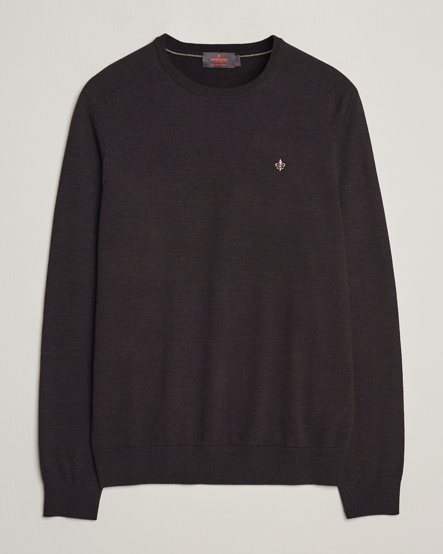 Uomini | Maglieria | Morris | Merino Crew Neck Pullover Brown
