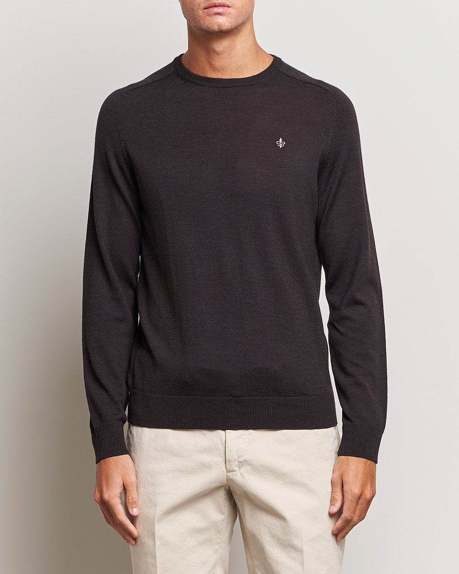 Uomini | Maglieria | Morris | Merino Crew Neck Pullover Brown