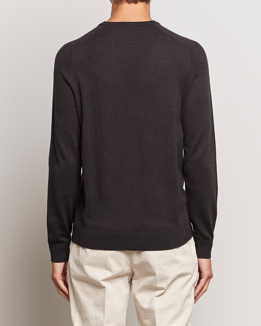 Uomini | Maglieria | Morris | Merino Crew Neck Pullover Brown