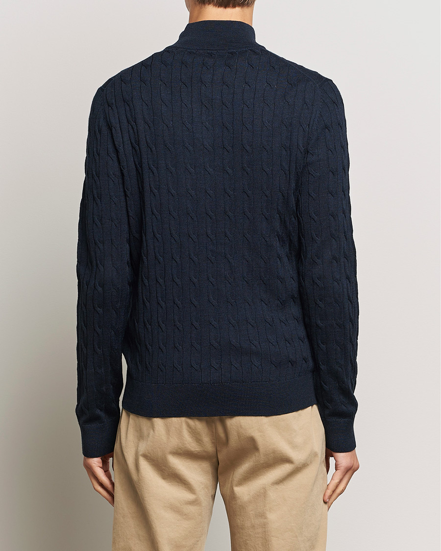 Uomini | Maglieria | Morris | Merino Cable Half Zip Navy