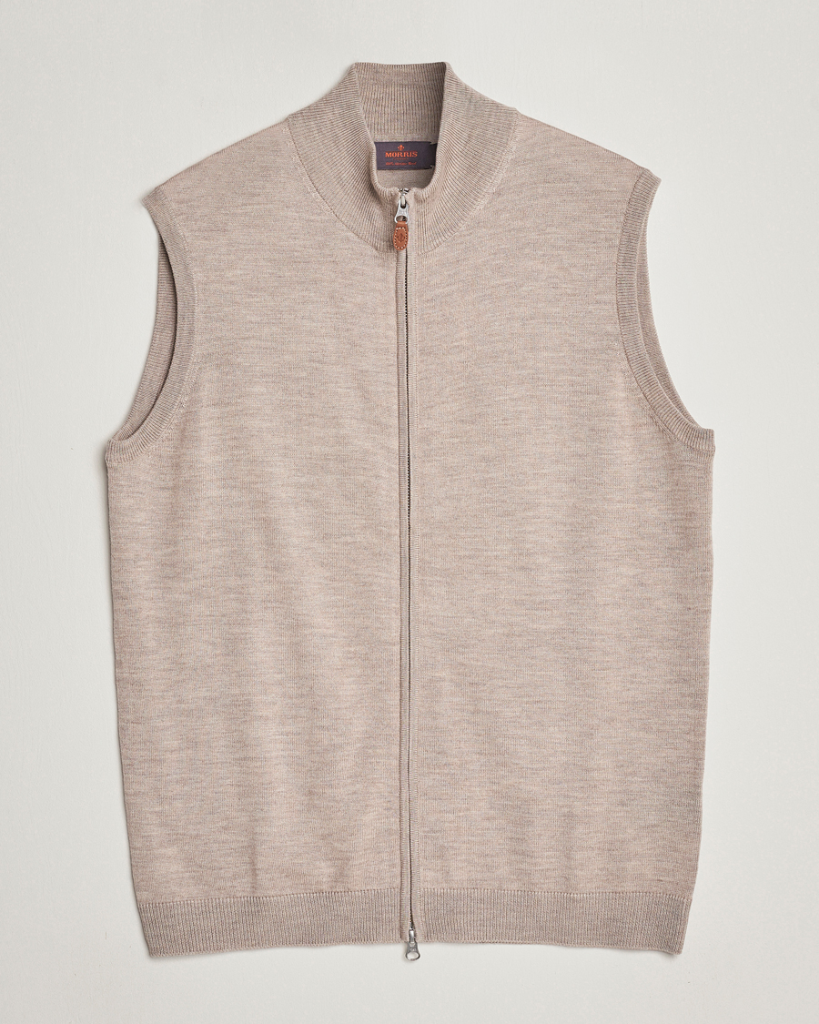 Uomini | Maglieria | Morris | Merino Zip Vest Khaki