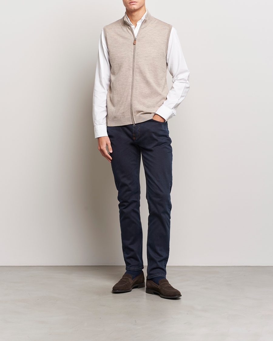 Uomini | Maglieria | Morris | Merino Zip Vest Khaki