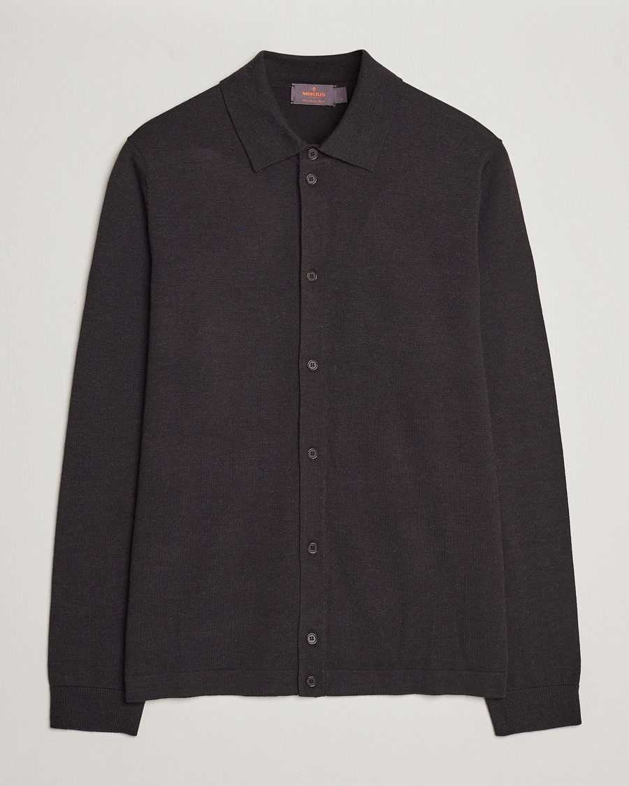 Uomini | Maglieria | Morris | Merino Knitted Shirt Brown