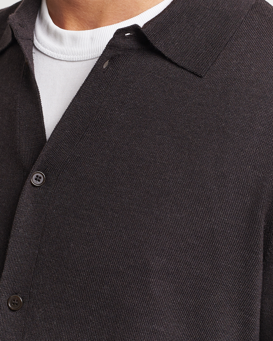 Uomini | Maglieria | Morris | Merino Knitted Shirt Brown