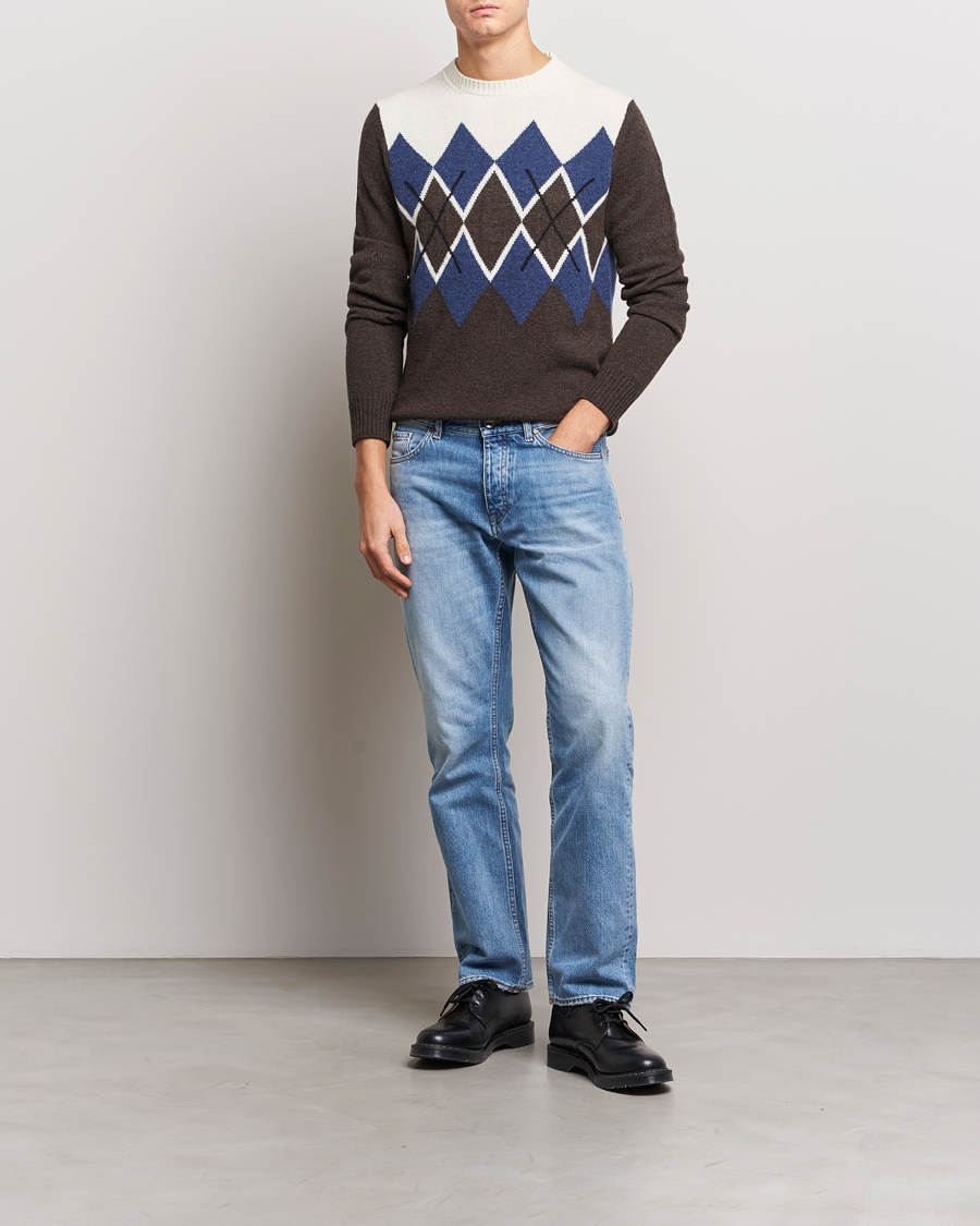 Uomini | Maglieria | Morris | Ayle Argyle Crew Neck Brown