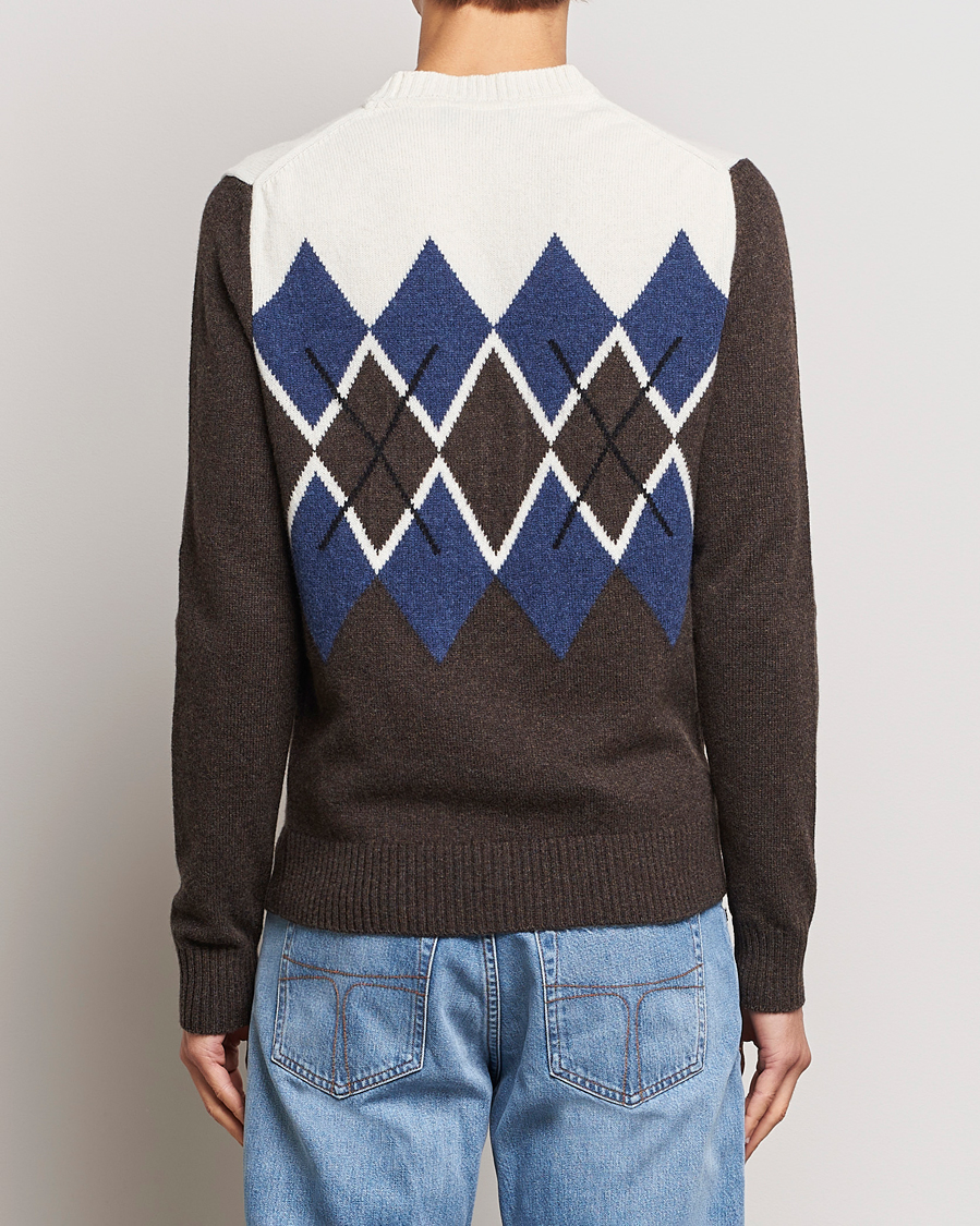 Uomini | Maglieria | Morris | Ayle Argyle Crew Neck Brown