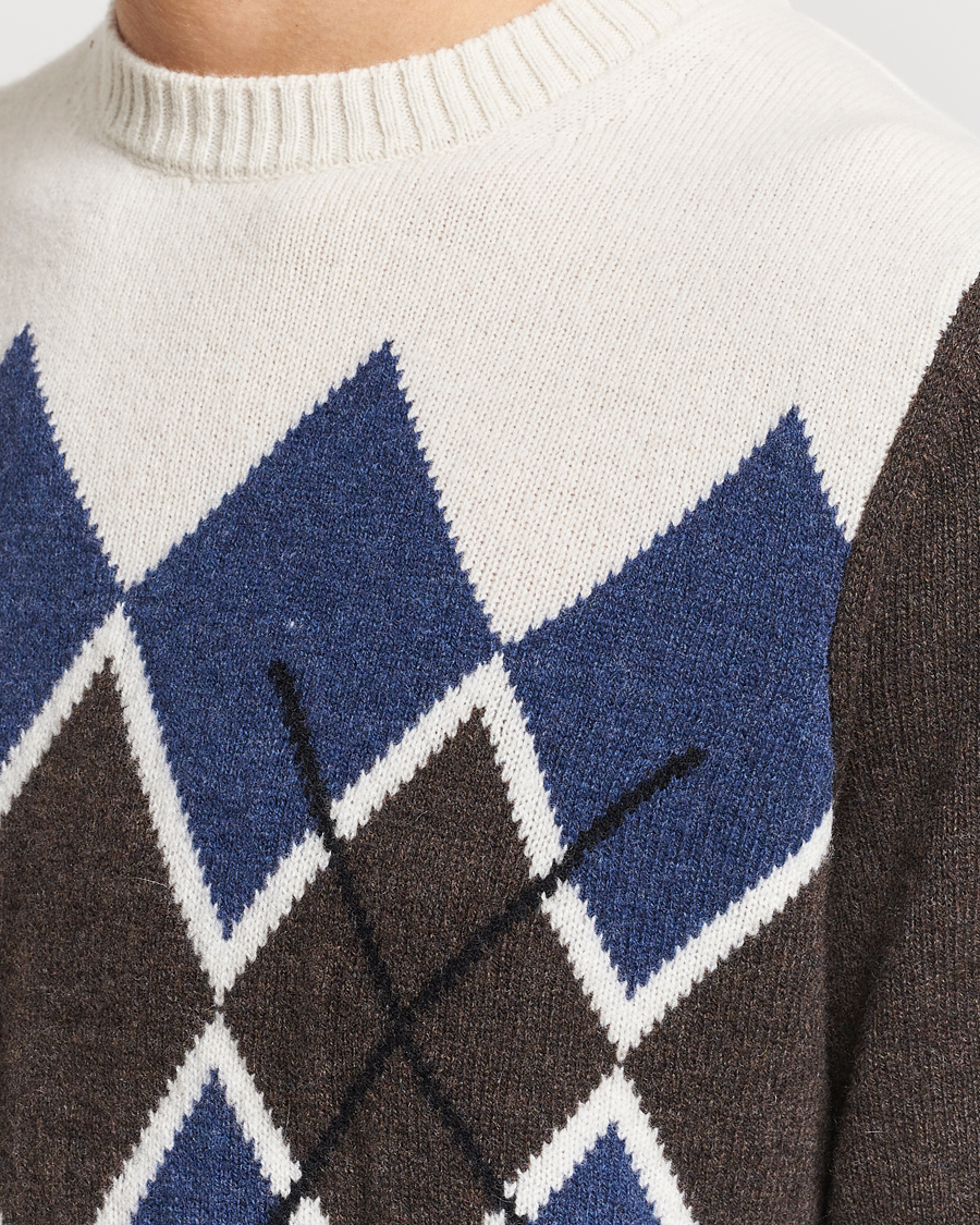 Uomini | Maglieria | Morris | Ayle Argyle Crew Neck Brown