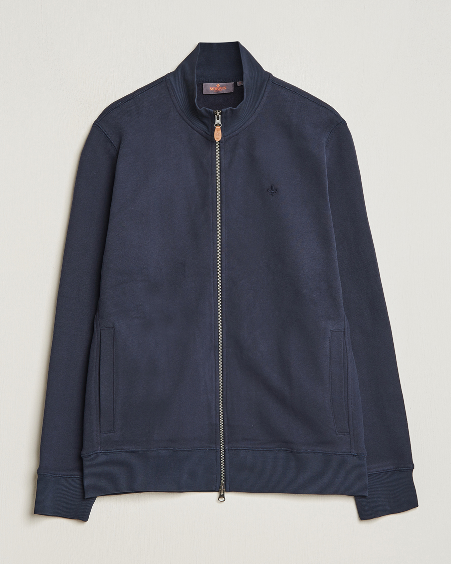 Uomini | Maglieria | Morris | Warren Sweat Zip Cardigan Old Blue