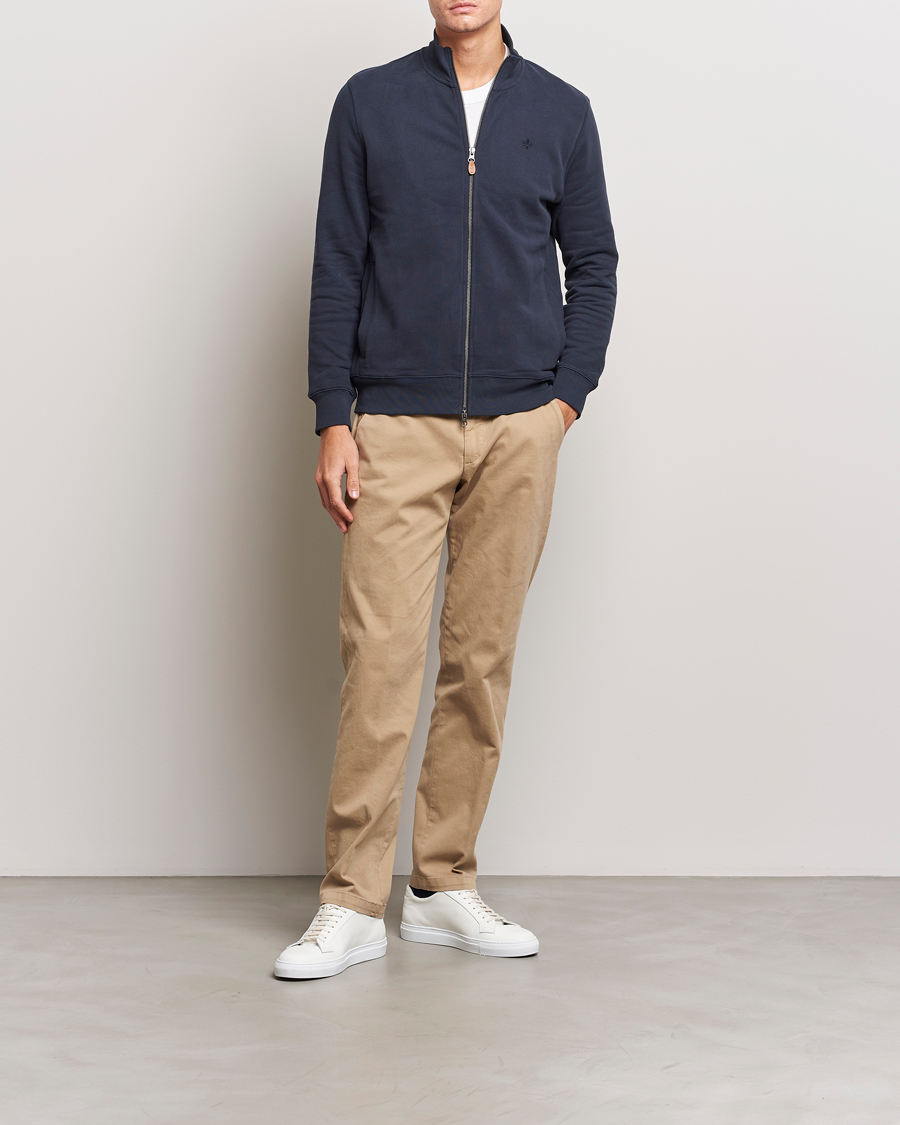 Uomini | Maglieria | Morris | Warren Sweat Zip Cardigan Old Blue