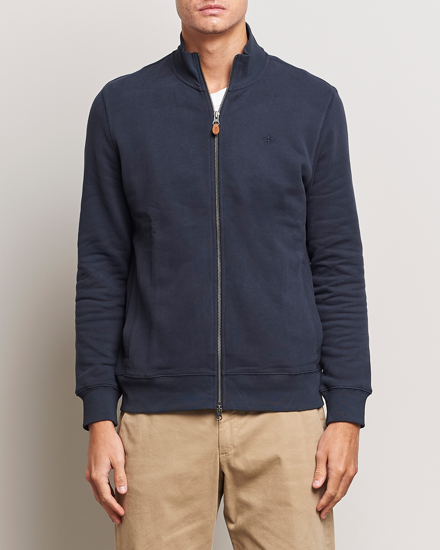 Uomini | Maglieria | Morris | Warren Sweat Zip Cardigan Old Blue