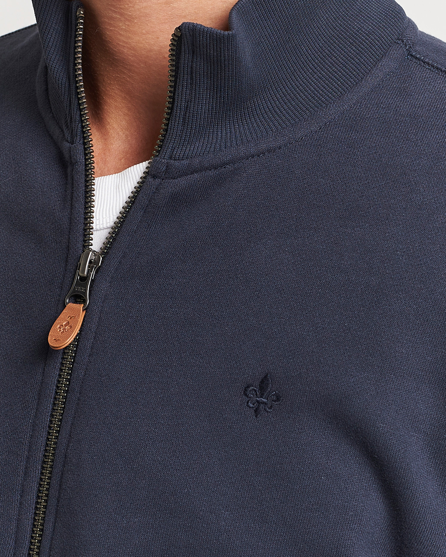 Uomini | Maglieria | Morris | Warren Sweat Zip Cardigan Old Blue