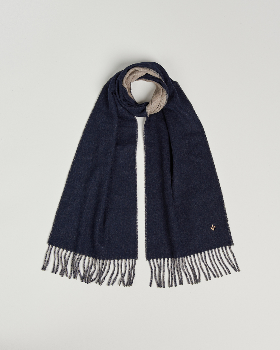 Uomini | Morris Double Face Wool Scarf Navy | Morris | Double Face Wool Scarf Navy