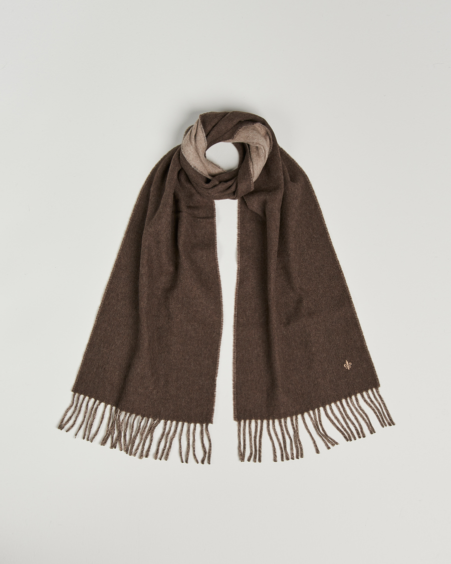 Uomini | Morris Double Face Wool Scarf Brown | Morris | Double Face Wool Scarf Brown
