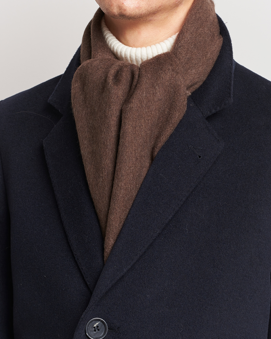 Uomini | Morris Double Face Wool Scarf Brown | Morris | Double Face Wool Scarf Brown