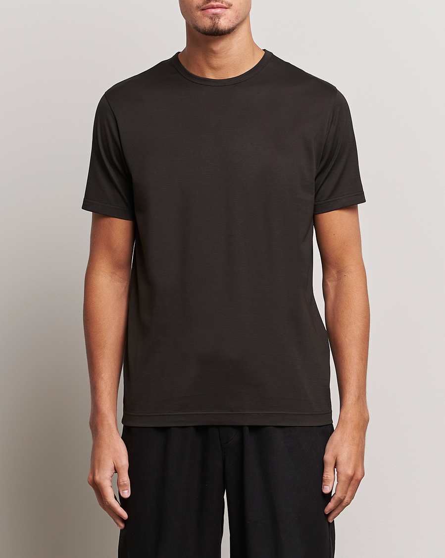 Uomini | T-shirt | Sunspel | Crew Neck Cotton Tee Coffee