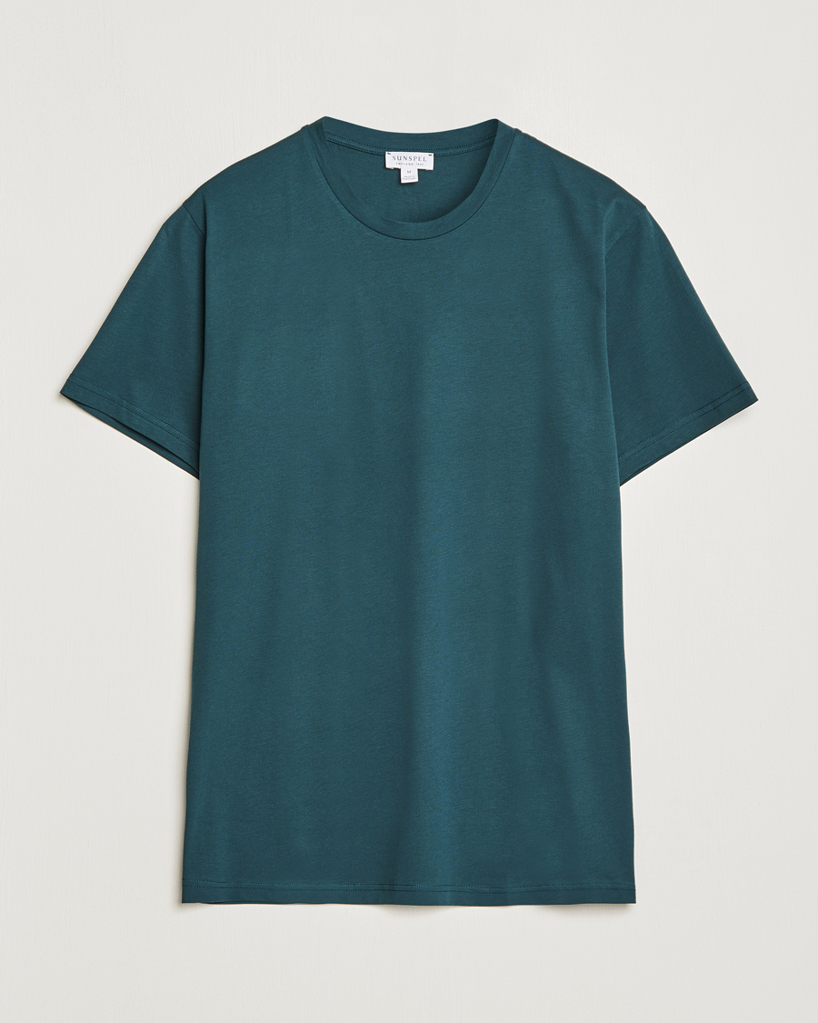 Uomini | T-shirt | Sunspel | Riviera Midweight Tee Peacock
