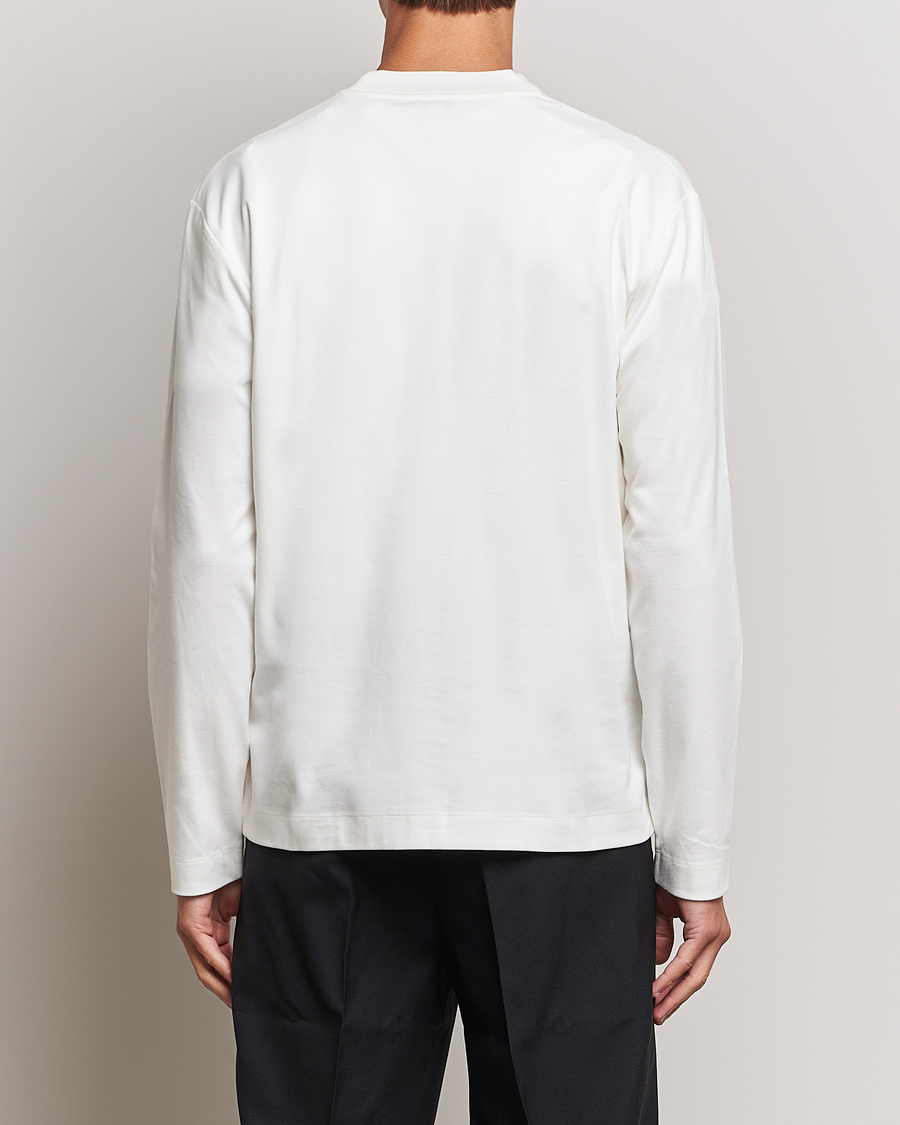 Uomini | T-shirt | Sunspel | Heavyweight Mock Neck Long Sleeve T-Shirt Ecru