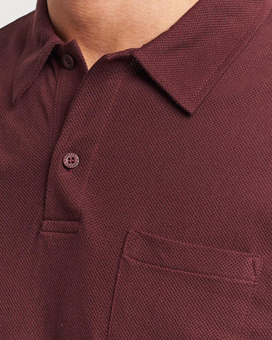 Uomini | Maglieria | Sunspel | Long Sleeve Riviera Polo Shirt Maroon