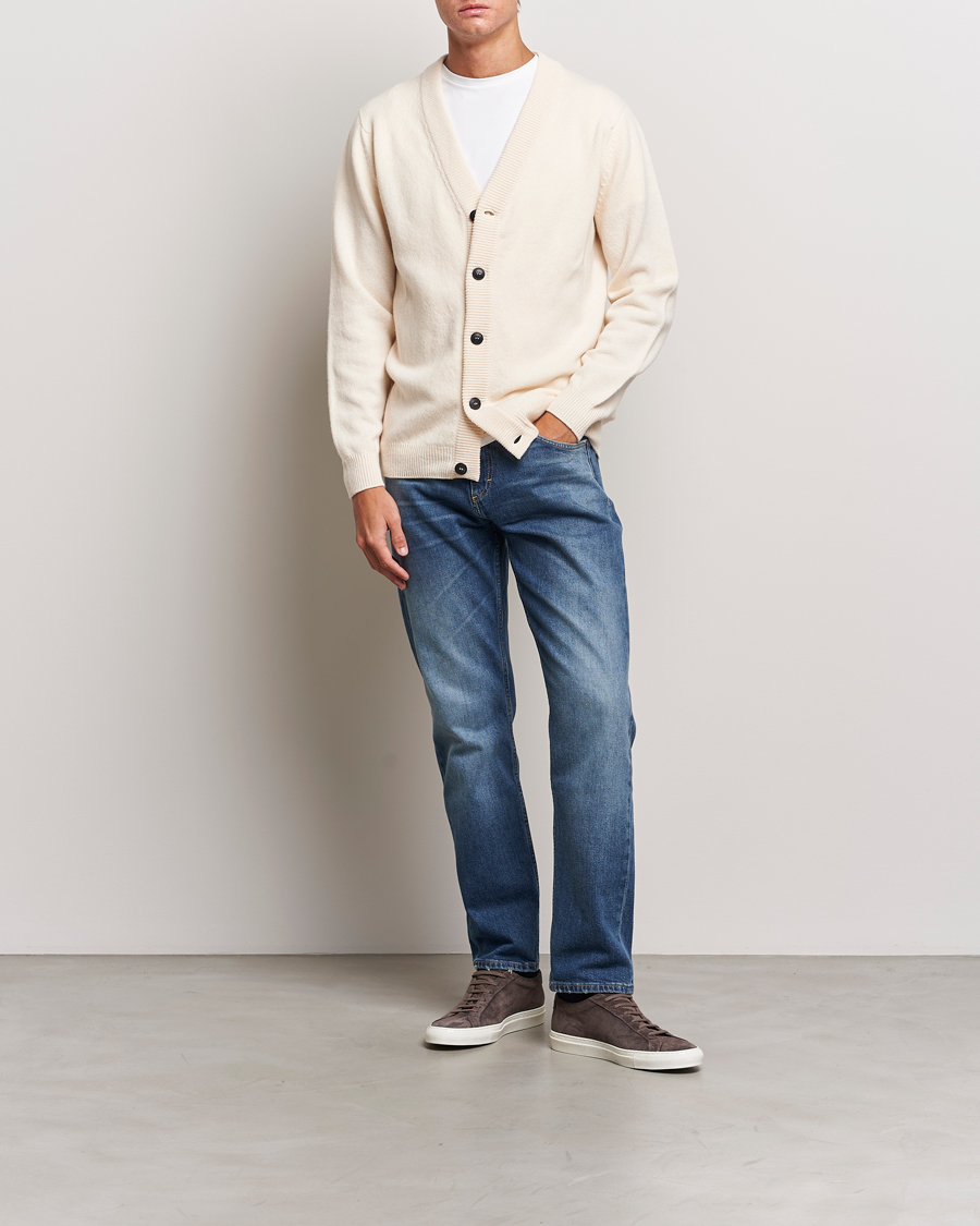 Uomini | Maglieria | Sunspel | Lambswool Cardigan Ecru