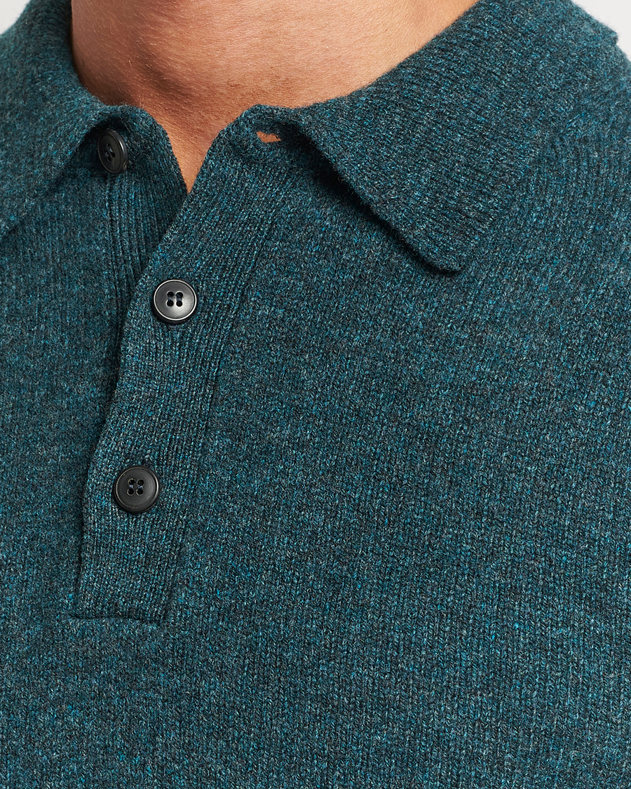Uomini | Maglieria | Sunspel | Lambswool Poloshirt Peacock