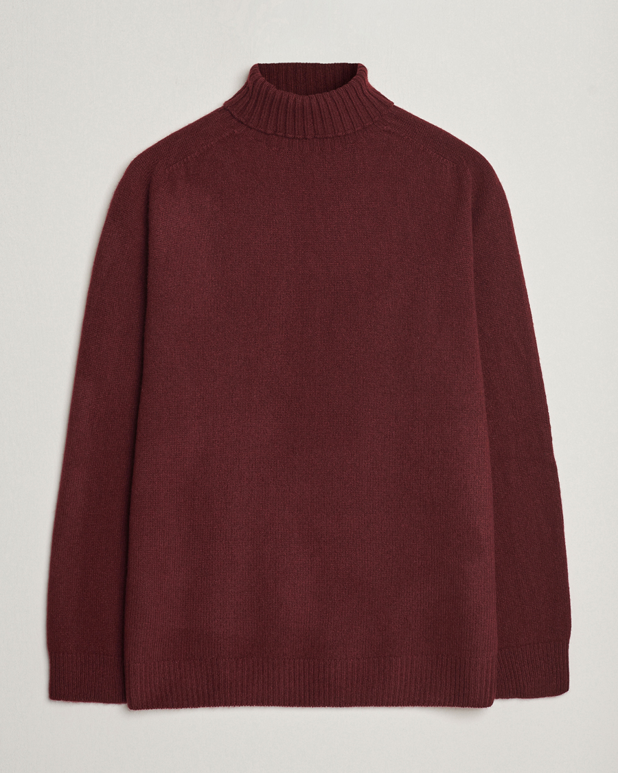 Uomini | Maglieria | Sunspel | Lambswool Rollneck Maroon
