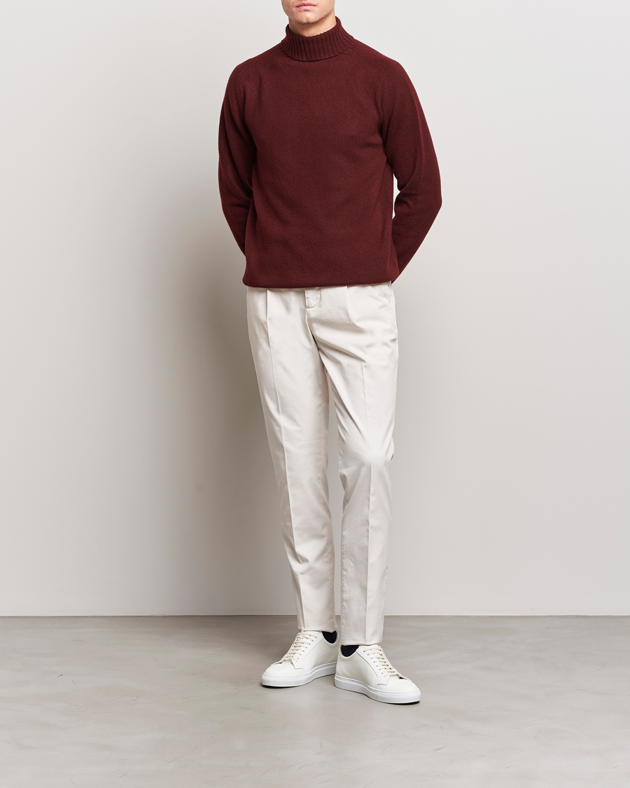 Uomini | Maglieria | Sunspel | Lambswool Rollneck Maroon