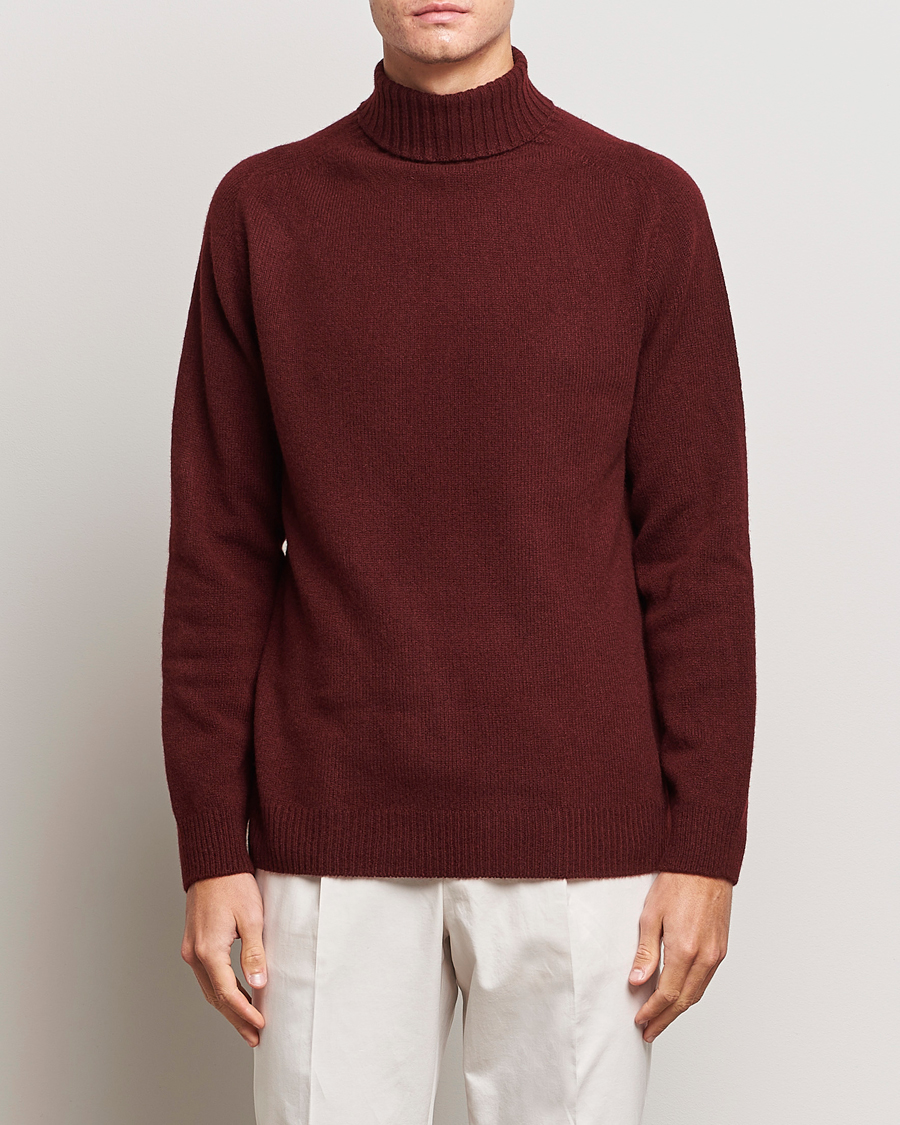 Uomini | Maglieria | Sunspel | Lambswool Rollneck Maroon